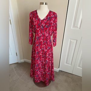 Pink Floral Print Dress by Pala D'oro. Size Small